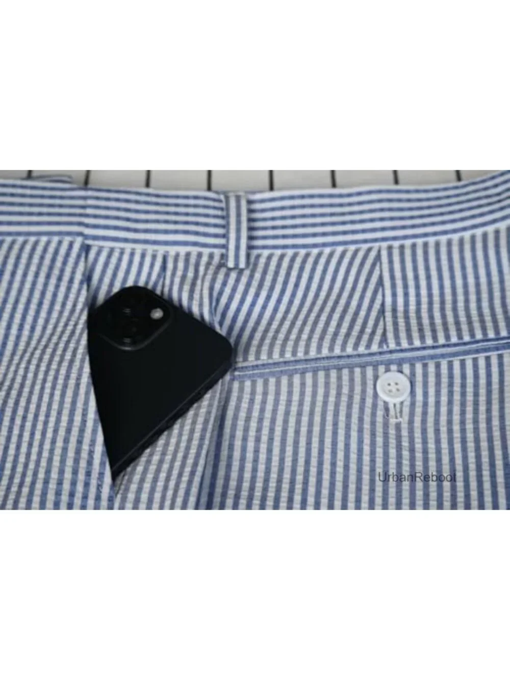 Men's Seersucker Slim Fit Suit Pants Striped Casual Trousers